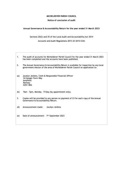 2023 Notice of Conclusion of Audit