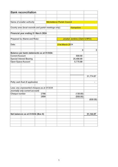 2024 Bank Reconciliation