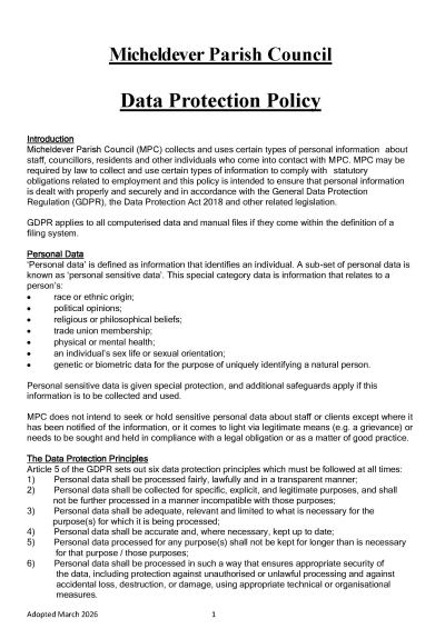 2026 Data Protection Policy