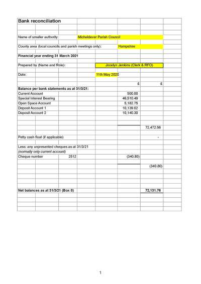 2021 Bank Reconciliation