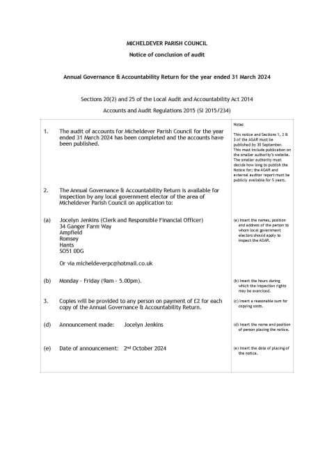 2024 Notice of Conclusion of Audit