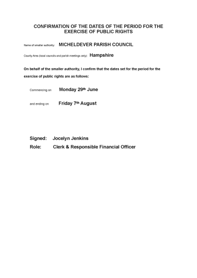 2020 Exercise of Public Rights