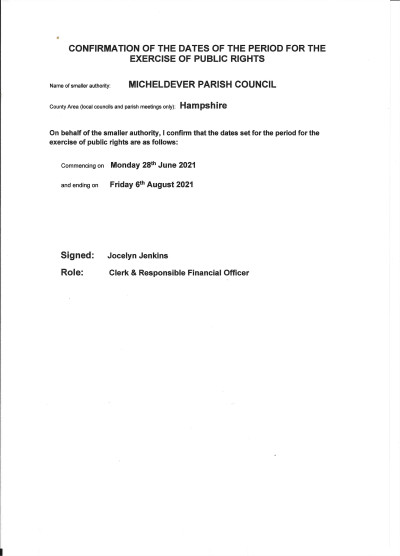 2021 Exercise of Public Rights