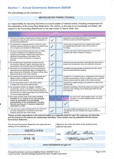2026 Governance Statement (unaudited)